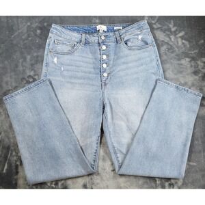 True Craft Sz 14 Slim Straignt Button Fly Distressed Jeans Womens